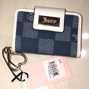 Juicy Couture Med Wash Denim Miss Independent Mini Tab Card Wallet NWT